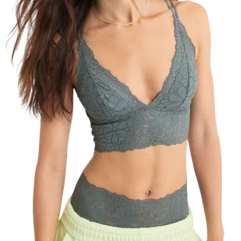 Aerie Gray Lace Bralette Comfortable Intimates Sleepwear